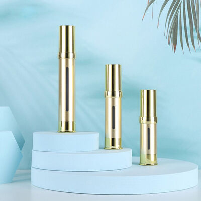 Китай поставщик серебряный роскошный пластиковый косметический бутылка 15 мл 30 мл 50 мл пустой безвоздушный пластиковый сывороточный насос диспенсер от Kinpack