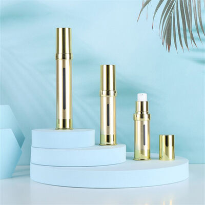 Китай поставщик серебряный роскошный пластиковый косметический бутылка 15 мл 30 мл 50 мл пустой безвоздушный пластиковый сывороточный насос диспенсер от Kinpack